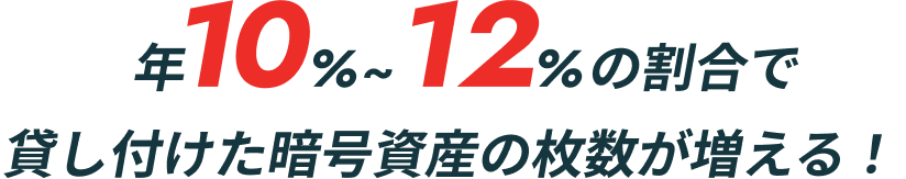 年10%~12%の割合で 貸し付けた暗号資産の枚数が増える！